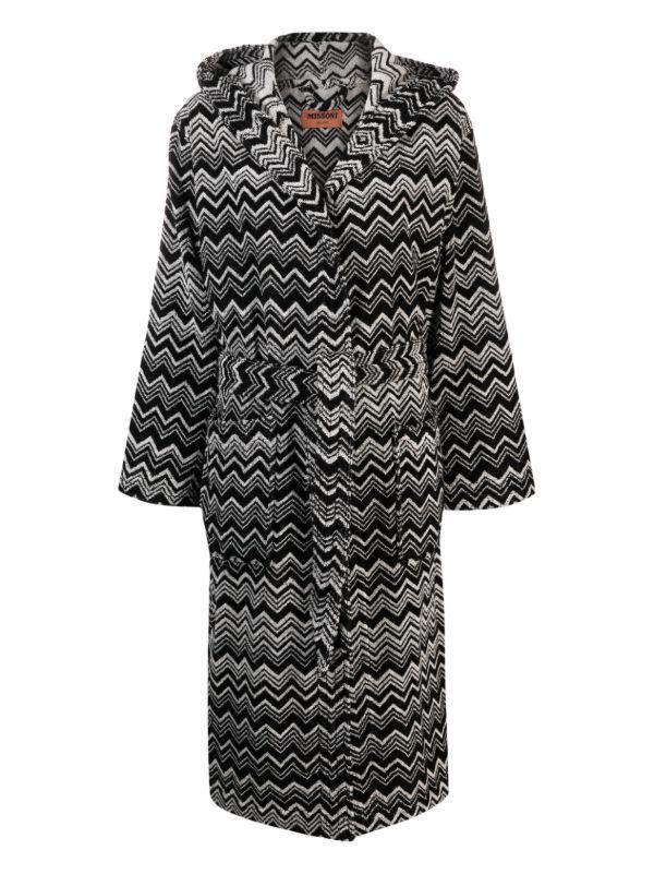 Missoni Home Black Keith Zigzag-Pattern Hooded Bathrobe | Browns Dressing Gowns & Robes
