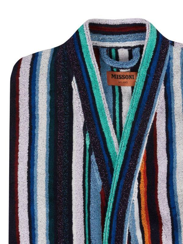 Missoni Home Blue Chandler Striped Cotton Robe | Browns Towels
