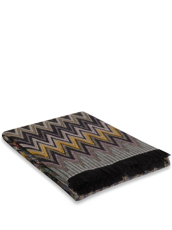 Missoni Home Grey Black and Beige Chen Throw 140x200cm | Browns Blankets & Throws