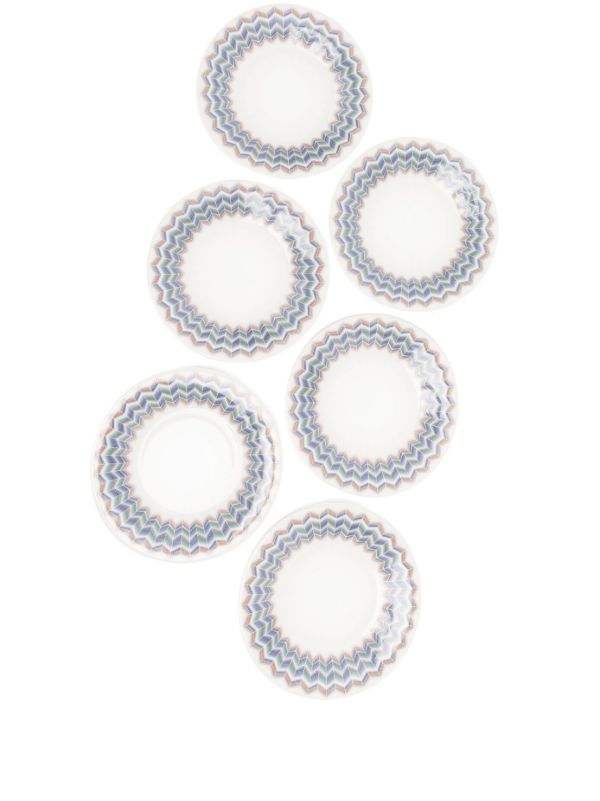 Missoni Home white Zig Zag Jarris 148 porcelain bread plate set | Browns Plates & Bowls