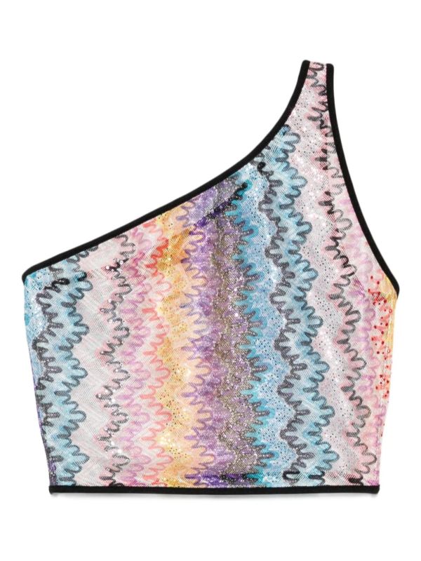 Missoni one-shoulder chevron crop top | Browns Beach Cover-Ups