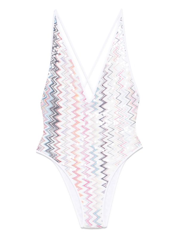 Missoni sequin-embellished V-neck swimsuit | Browns One-Pieces