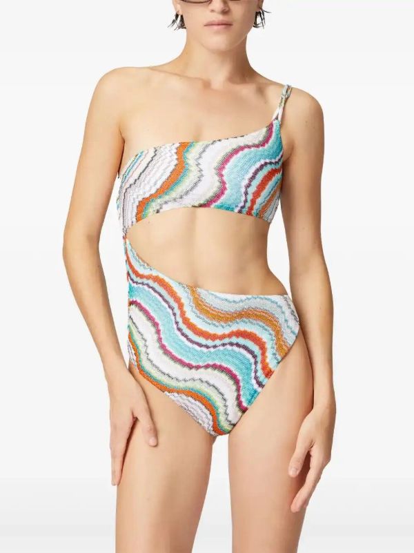 Missoni White Wave-Pattern Swimsuit | Browns One-Pieces
