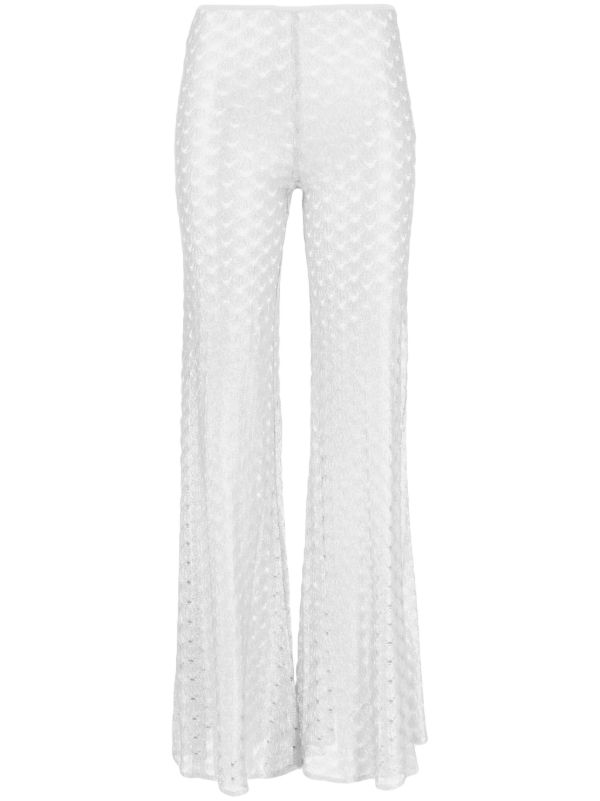 Missoni White Zigzag Mesh Flared Trousers | Browns Flared & Bell-Bottom Pants