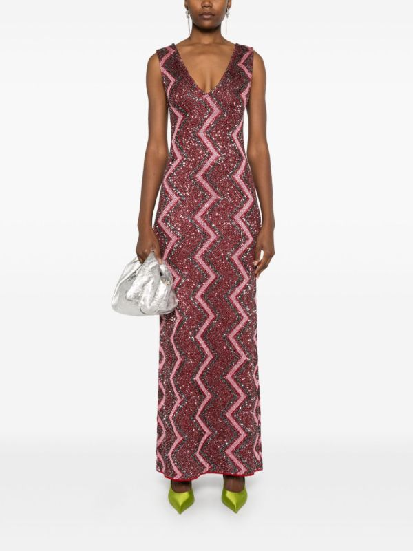 Missoni Zig-Zag Plunging-Neckline Gown | Browns Evening Dresses
