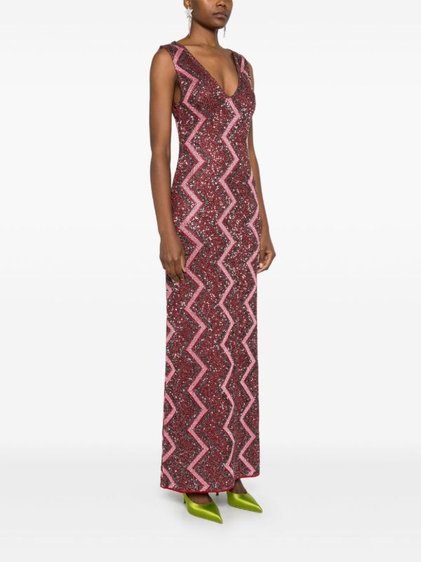 Missoni Zig-Zag Plunging-Neckline Gown | Browns Evening Dresses