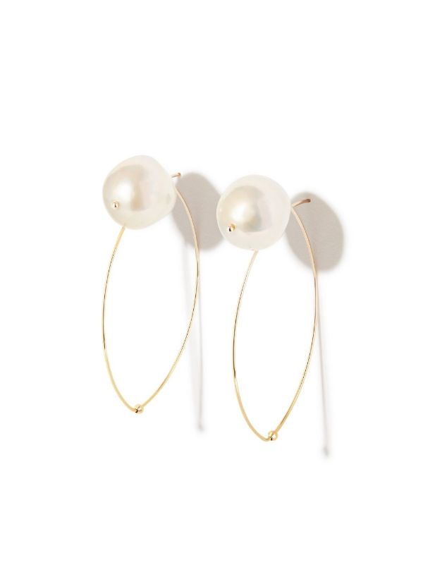 Mizuki 14K Yellow Gold Pearl Hoop Earrings | Browns Fine Earrings