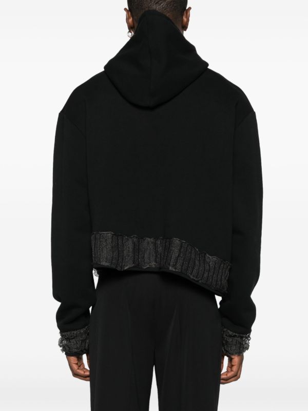 MLGA Black Asymmetric Cotton Hoodie | Browns Hoodies