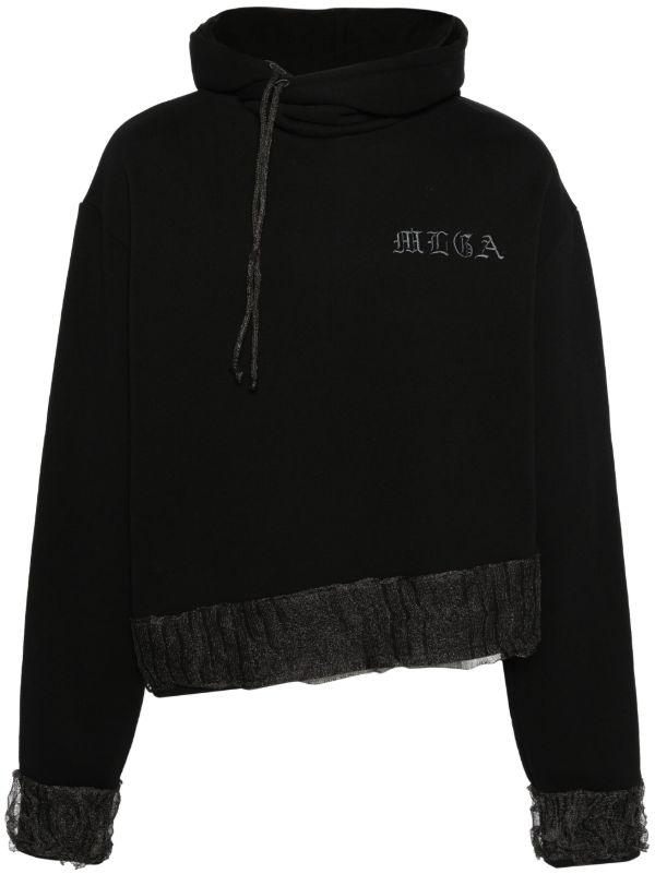 MLGA Black Asymmetric Cotton Hoodie | Browns Hoodies
