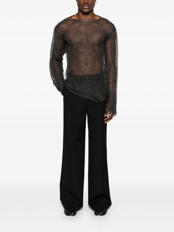 MLGA Black Open-Knit Sheer Sweater | Browns Knitted Sweaters