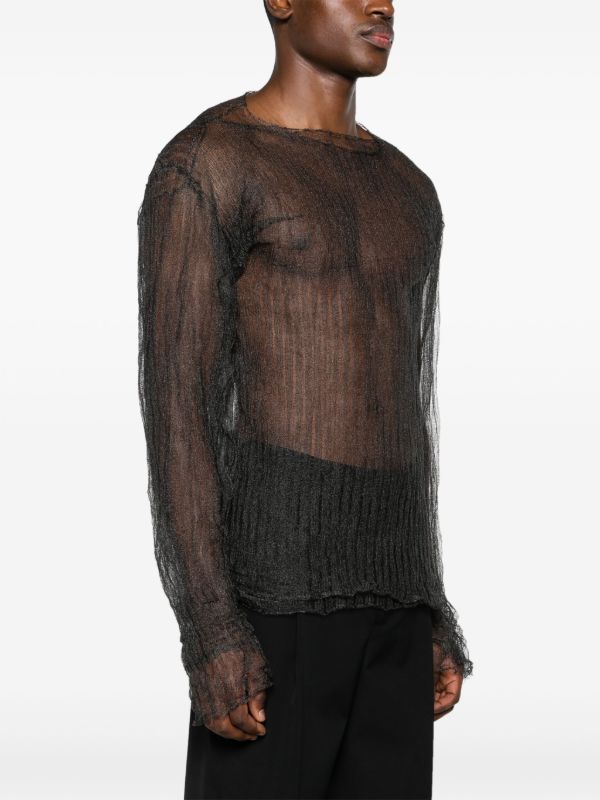 MLGA Black Open-Knit Sheer Sweater | Browns Knitted Sweaters