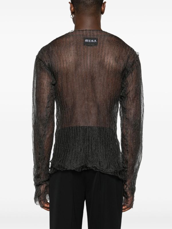 MLGA Black Open-Knit Sheer Sweater | Browns Knitted Sweaters