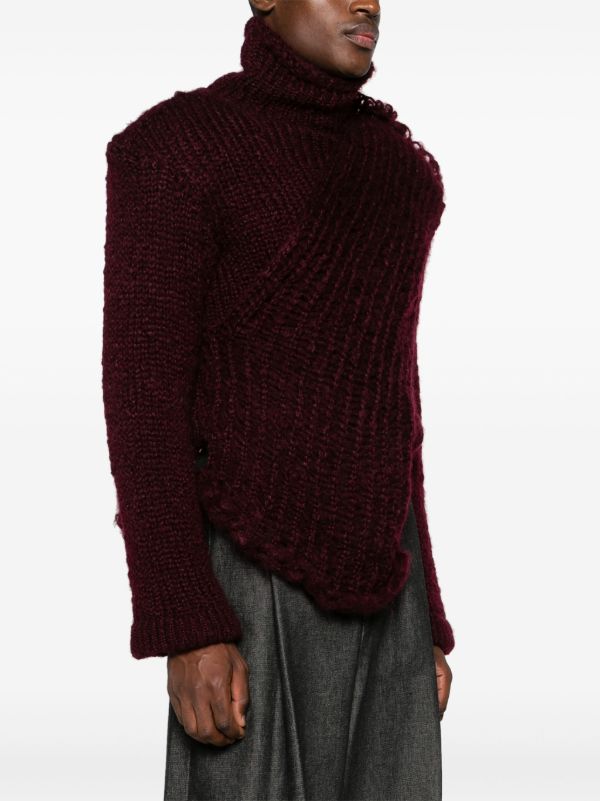 MLGA Red Chunky-Knit Asymmetric Sweater | Browns Knitted Sweaters