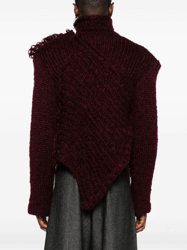 MLGA Red Chunky-Knit Asymmetric Sweater | Browns Knitted Sweaters