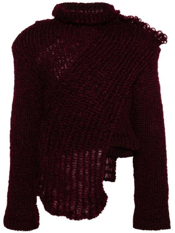 MLGA Red Chunky-Knit Asymmetric Sweater | Browns Knitted Sweaters
