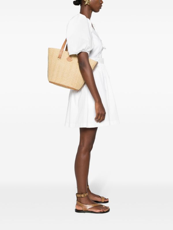 Moncler Beige Small Hubba Raffia Tote Bag | Browns Tote Bags