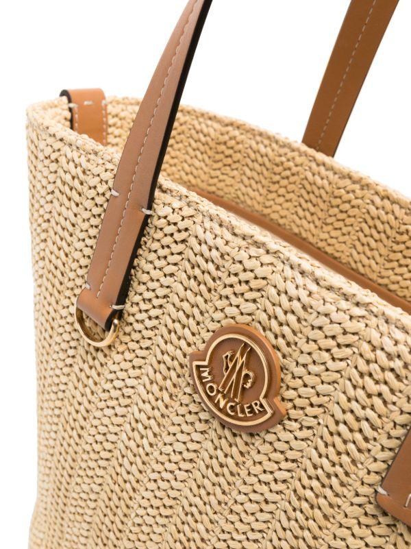 Moncler Beige Small Hubba Raffia Tote Bag | Browns Tote Bags