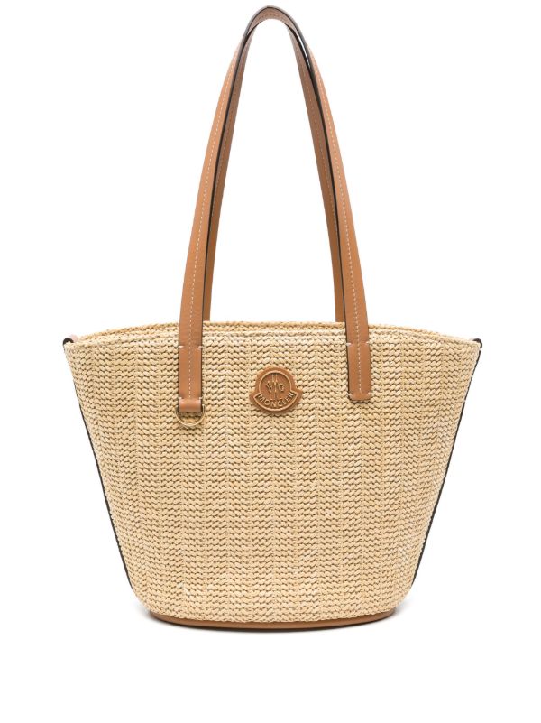 Moncler Beige Small Hubba Raffia Tote Bag | Browns Tote Bags