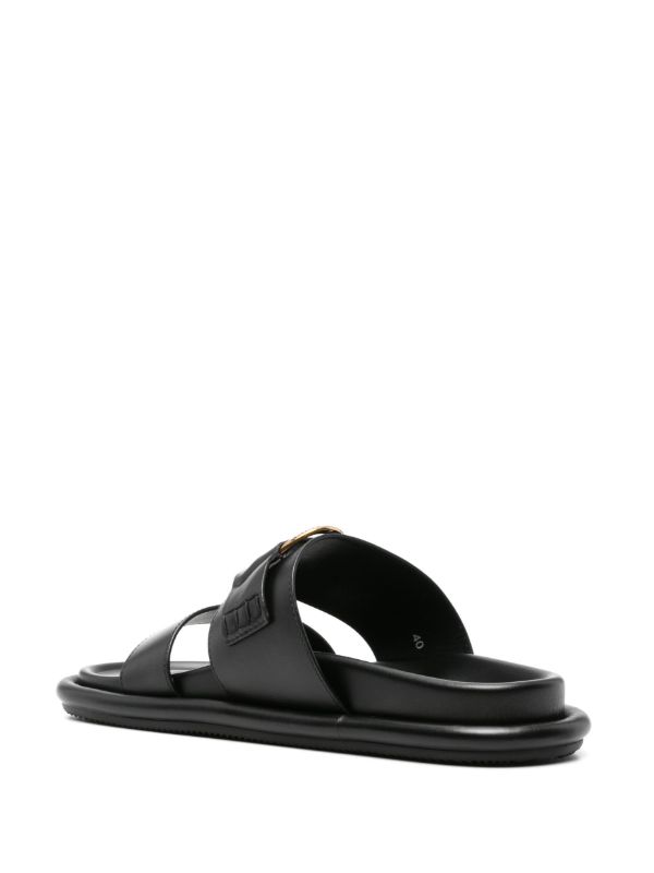 Moncler Black Bell Leather Sandals | Browns Sandals