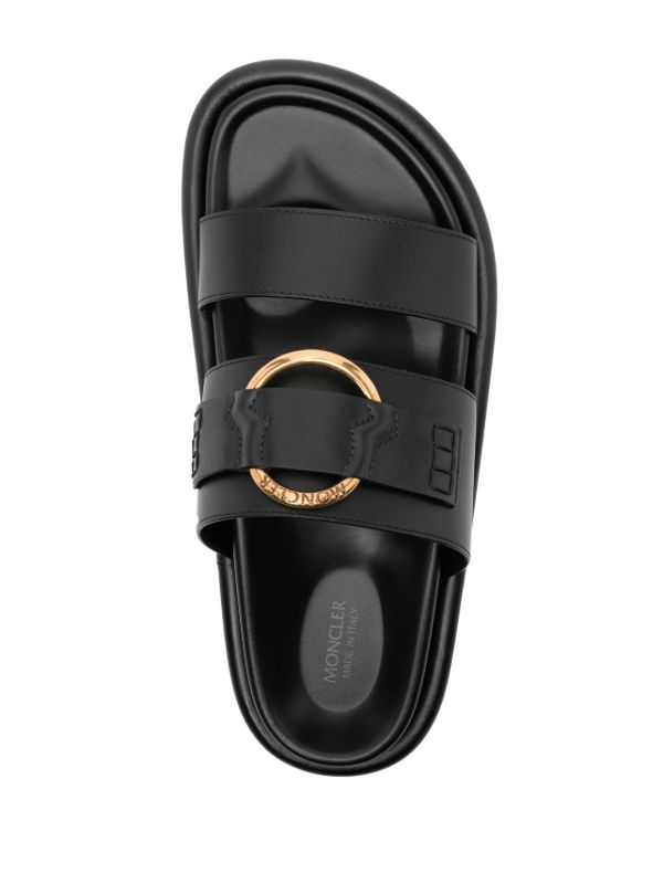 Moncler Black Bell Leather Sandals | Browns Sandals