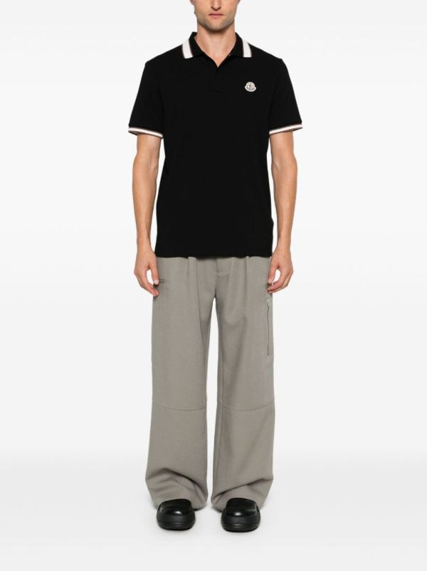 Moncler Black Logo Appliqué Polo Shirt | Browns Polo Shirts