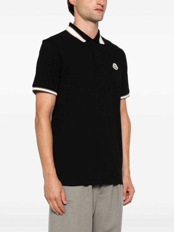 Moncler Black Logo Appliqué Polo Shirt | Browns Polo Shirts