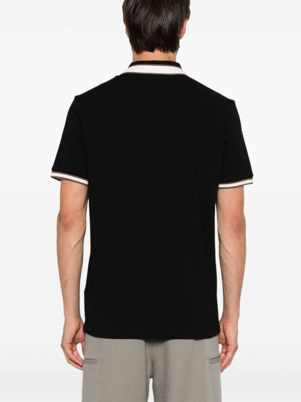 Moncler Black Logo Appliqué Polo Shirt | Browns Polo Shirts