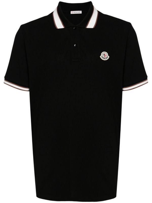 Moncler Black Logo Appliqué Polo Shirt | Browns Polo Shirts