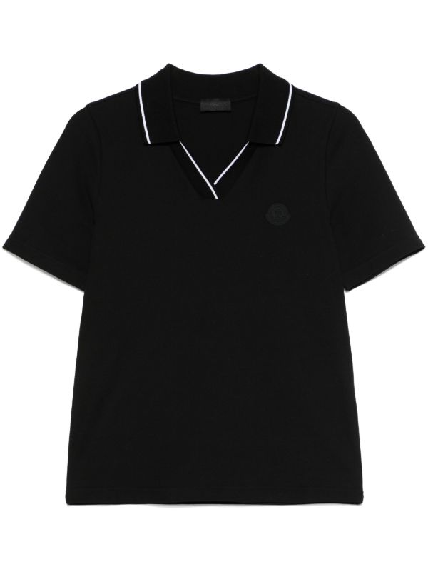 Moncler Black Logo-Appliqué Polo Top | Browns Polo Tops