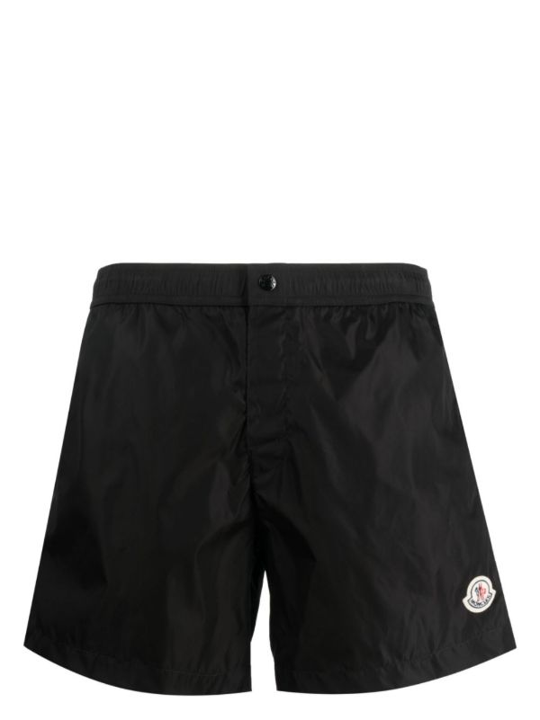 Moncler Black Logo-Appliqué Swim Shorts | Browns Swim & Board Shorts