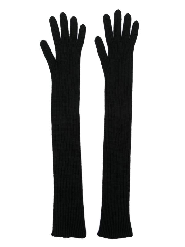 Moncler Black Long Virgin Wool Gloves | Browns Gloves