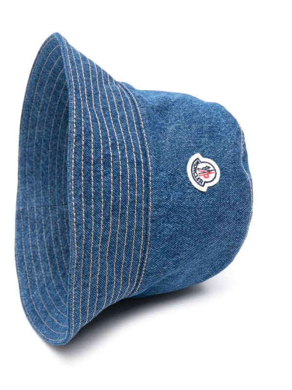 Moncler Blue Denim Logo Appliqué Bucket Hat | Browns Hats
