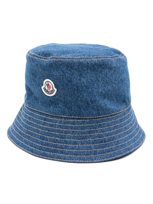 Moncler Blue Denim Logo Appliqué Bucket Hat | Browns Hats
