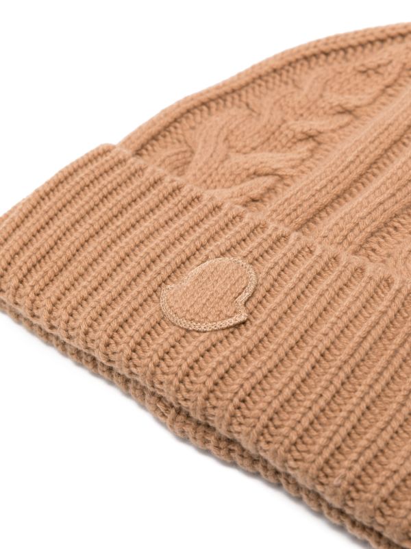 Moncler Brown Cable-Knit Cashmere Beanie | Browns Hats