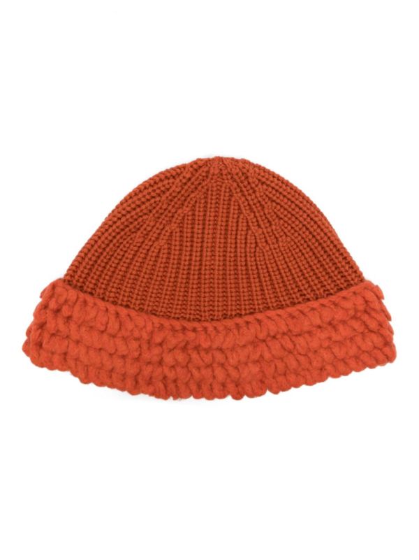 Moncler Genius X Salehe Bembury orange wool beanie hat | Browns Hats