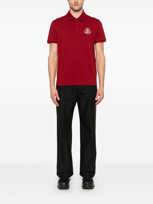 Moncler Red Logo-Appliqué Polo Shirt | Browns Polo Shirts