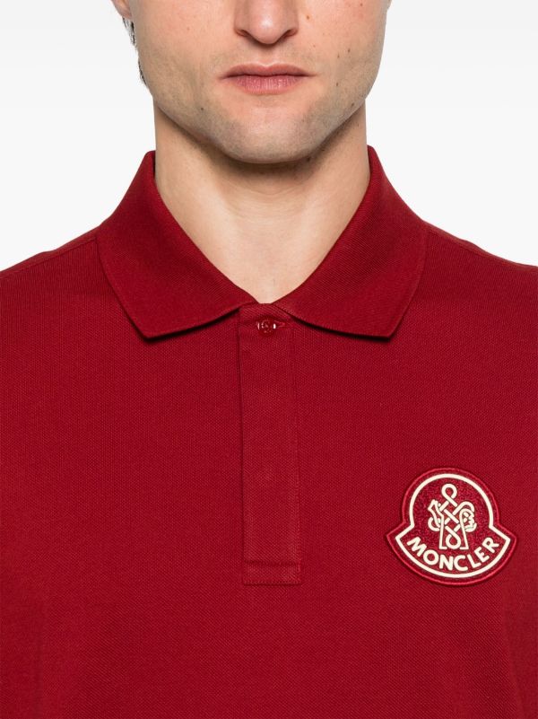 Moncler Red Logo-Appliqué Polo Shirt | Browns Polo Shirts