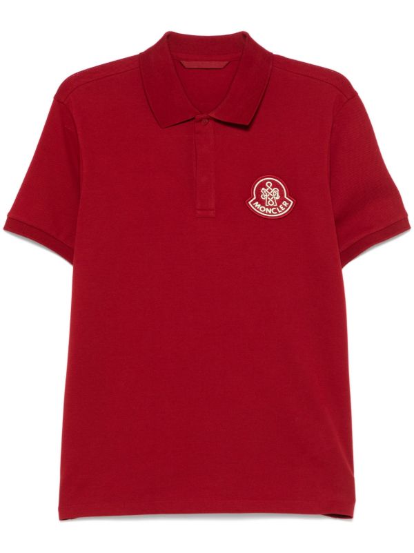 Moncler Red Logo-Appliqué Polo Shirt | Browns Polo Shirts