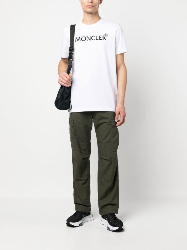Moncler White Flocked Cotton Logo T-shirt | Browns T-Shirts