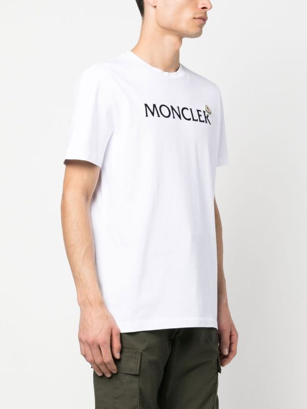 Moncler White Flocked Cotton Logo T-shirt | Browns T-Shirts