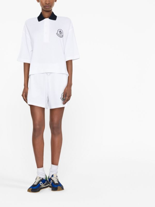 Moncler White Logo Print Cotton Shorts | Browns Sport Shorts
