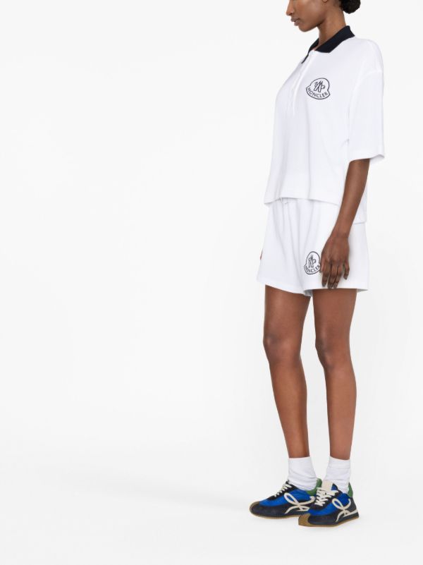 Moncler White Logo Print Cotton Shorts | Browns Sport Shorts