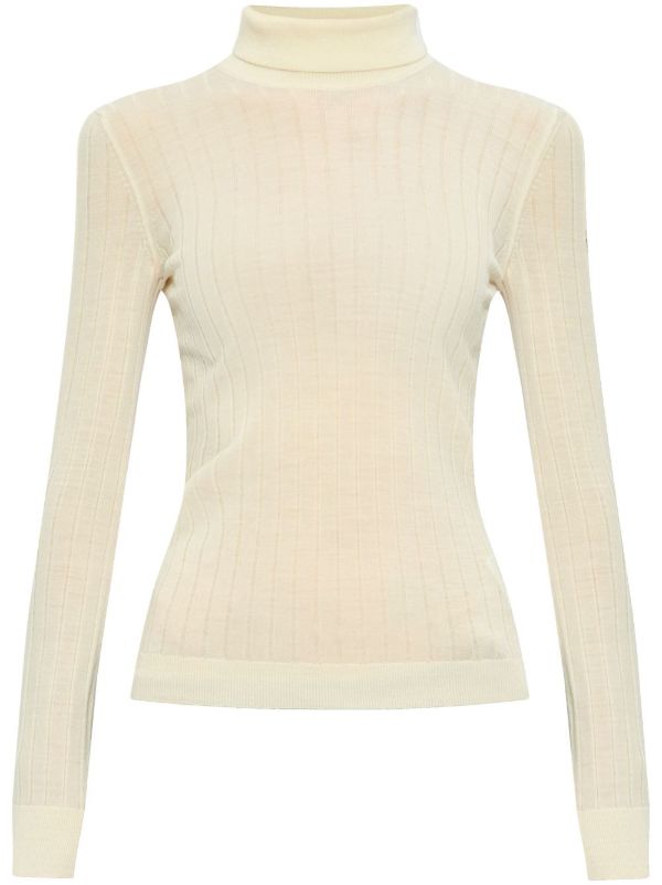 Moncler White Ribbed-Knit Roll-Neck Sweater | Browns Knitted Sweaters