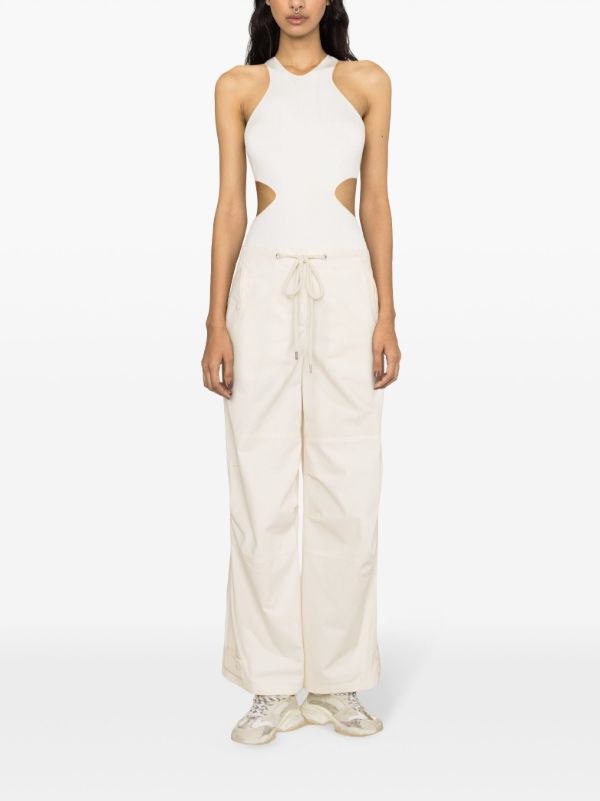 Moncler White Wide-Leg Cotton Trousers | Browns Wide-Leg Pants
