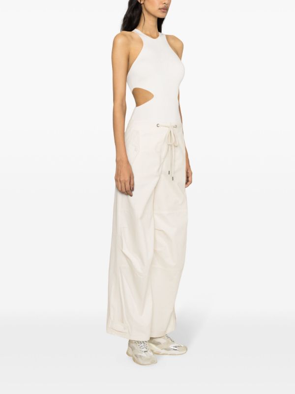 Moncler White Wide-Leg Cotton Trousers | Browns Wide-Leg Pants