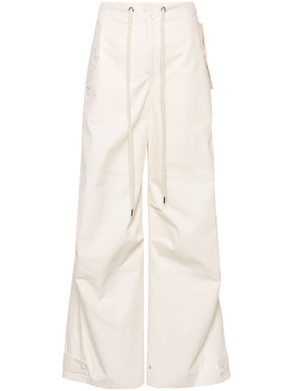 Moncler White Wide-Leg Cotton Trousers | Browns Wide-Leg Pants