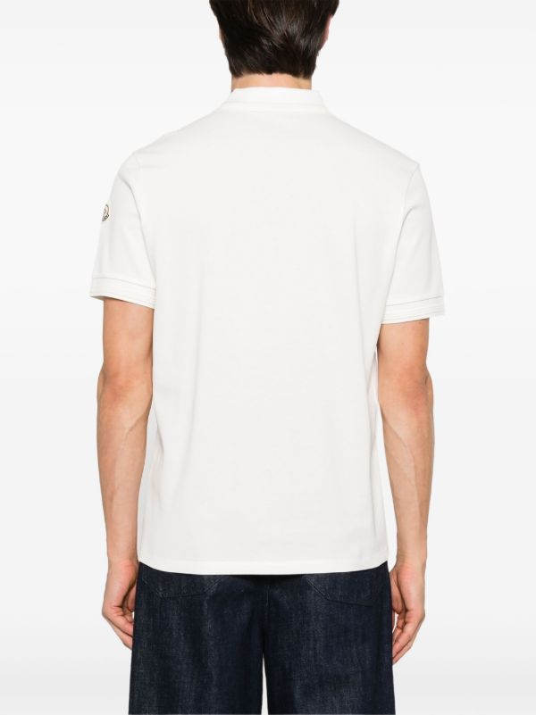 Moncler White Zip-Up Polo Shirt | Browns Polo Shirts