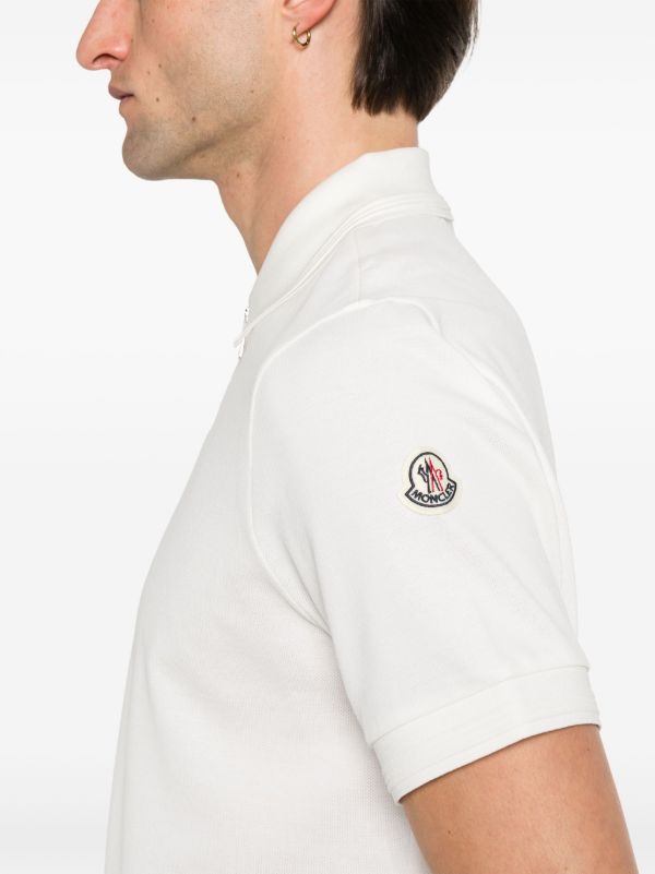 Moncler White Zip-Up Polo Shirt | Browns Polo Shirts