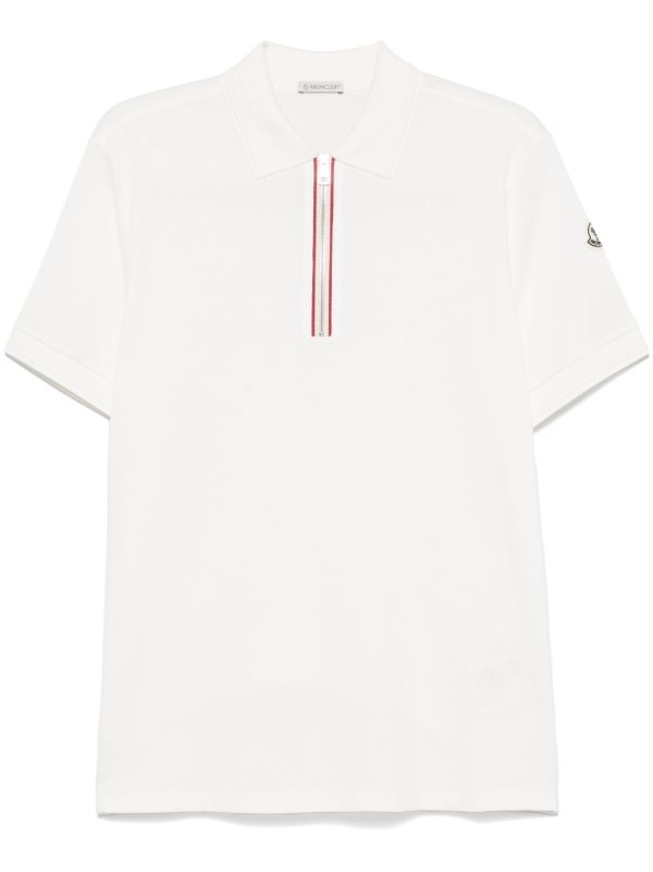 Moncler White Zip-Up Polo Shirt | Browns Polo Shirts