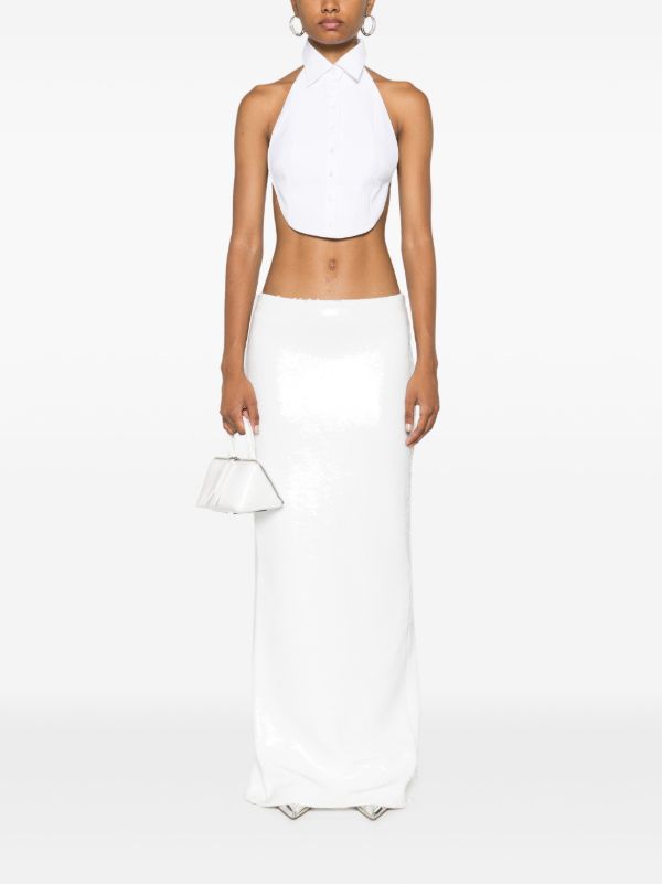 Mônot White Sequinned Skirt | Browns Full Skirts